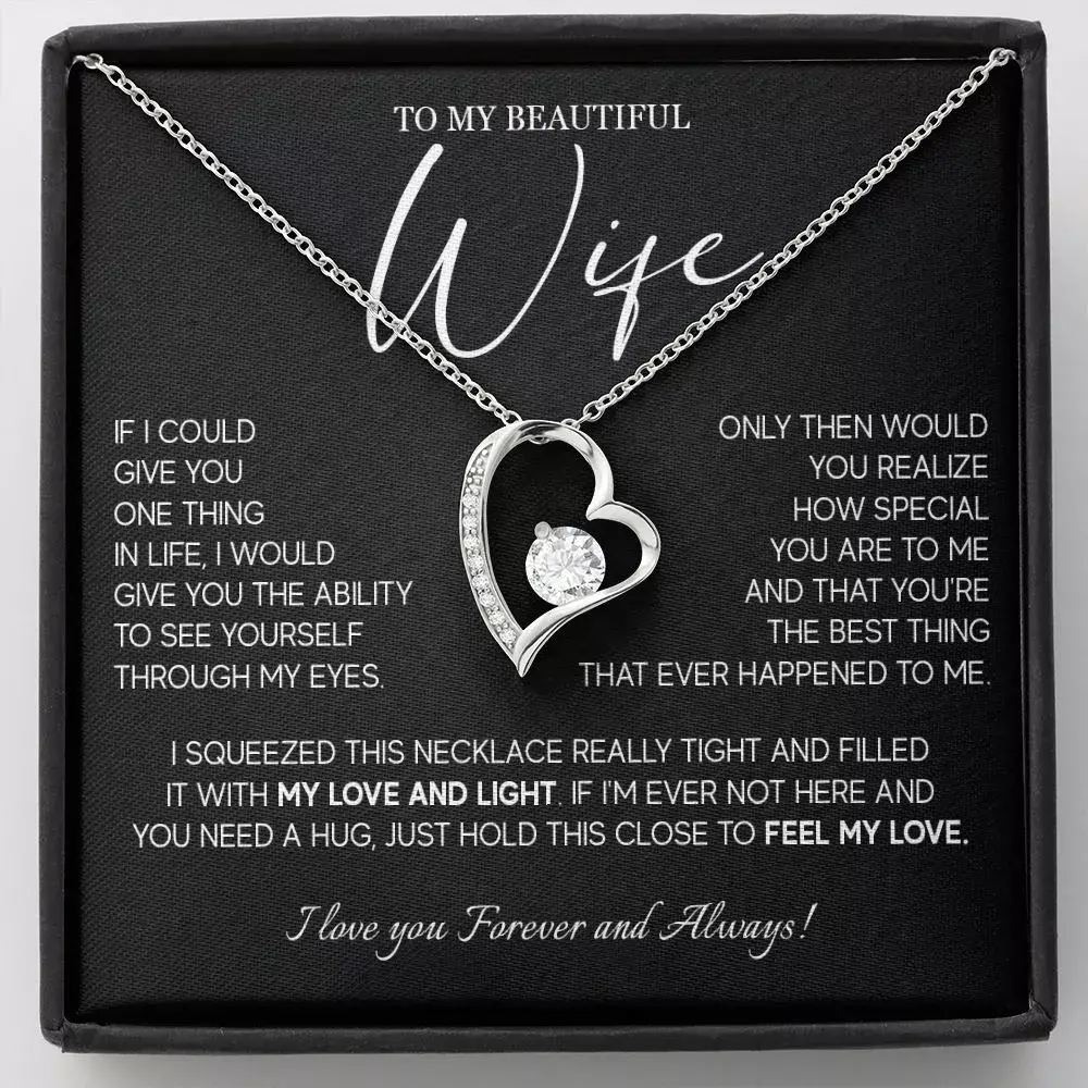 Female Casual Cubic Zirconia Artificial Gemstone Necklace - 18"-22" Chain Length, 0.6" Height/0.6" Width, Soft-Touch Mahogany-Style Luxury Box, LED Spotlight, Wedding Anniversary Gift