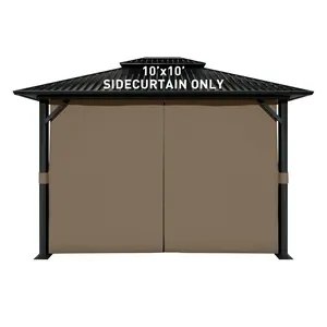 Aoodor Gazebo Curtain Replacement - Universal 4-Panel Sidewalls 10' x 10',Patio Privacy Curtains with Double Zipper,UV Resistant, Perfect for Outdoor Canopy, Garden, and Backyard (Curtain Only)