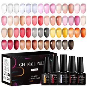 Colorful Jelly Amber Gel Nail Polish Set, 18pcs/set Colorful Crystal Translucent Nail Art Gel, Semi Permanent UV Gel Polish Varnish, Christmas Gift, Colorful Nail Products