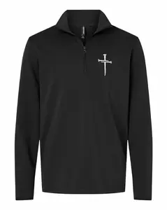 3 Nails Jesus Cross Men's Perform Quarter-Zip Pullover - Black