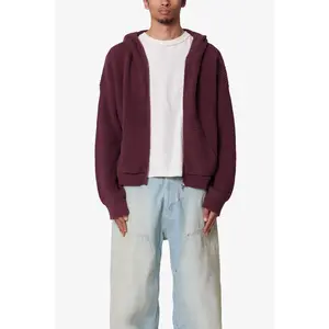 mnml Knit Zip Up - Burgundy