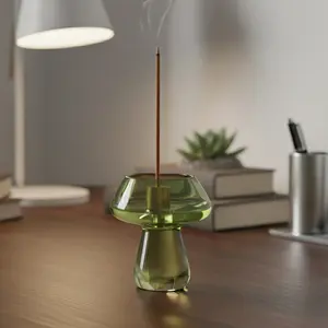 Home Incense Burner Stand, Glass Glazed Mushroom Incense Holder, Brass Nine-Hole Incense Rack, Sandalwood Agarwood Furnace, Scent, Fragrance