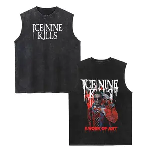 Ice Nine Kills Band Unisex Vintage Washed Cotton Vest, Retro Band Print Sleeveless Shirt, Casual Regular Fit, Perfect Boyfriend Gift