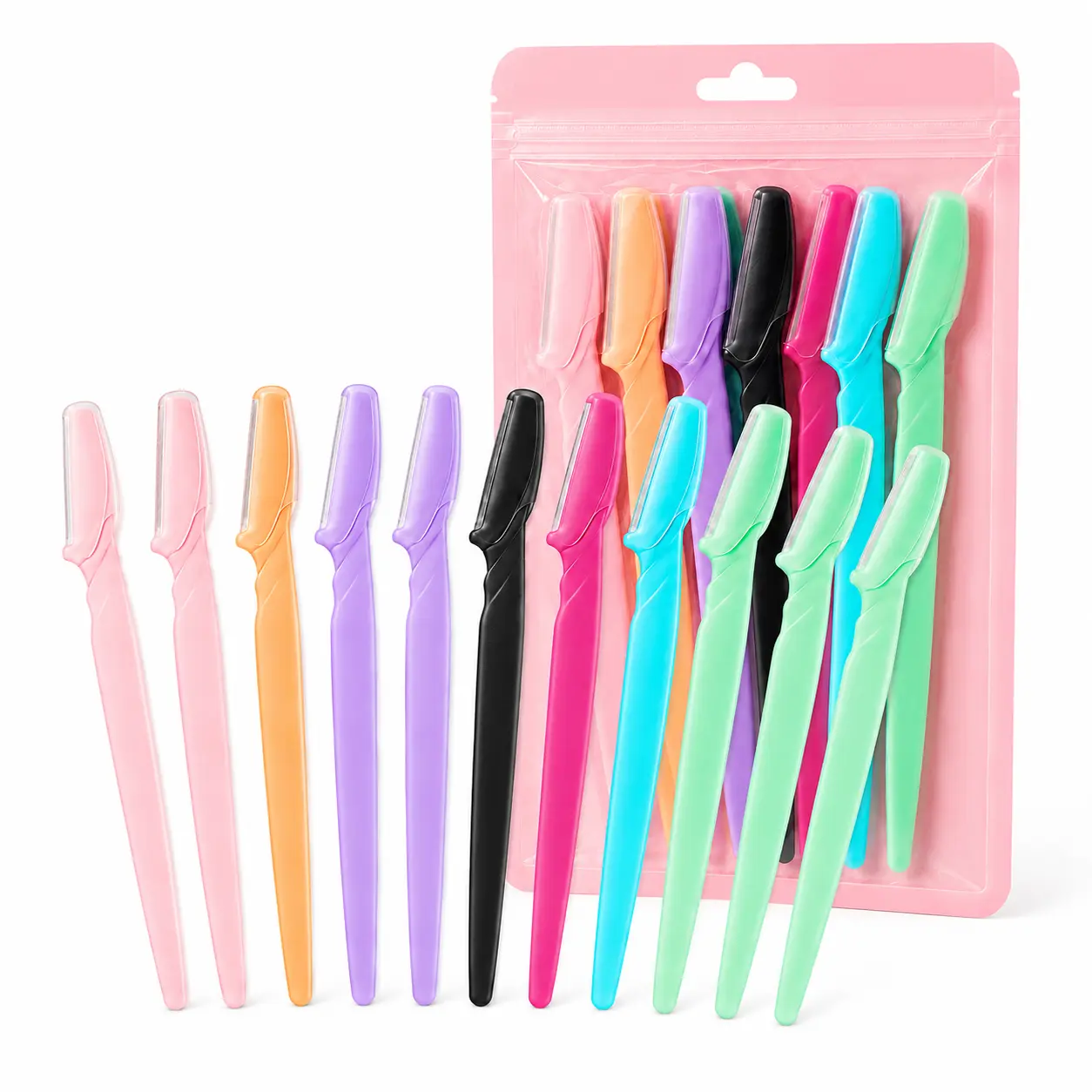 12-Pack Beginner Straight Handle Eyebrow Razors - Stainless Steel Micro-Guard Dermaplaning Tool, Painless Cosmetic Tool with Storage Tube for Brow Shaping, Peach Fuzz Removal | Budget At-Home Grooming Kit, Student-Friendly Party Gift
