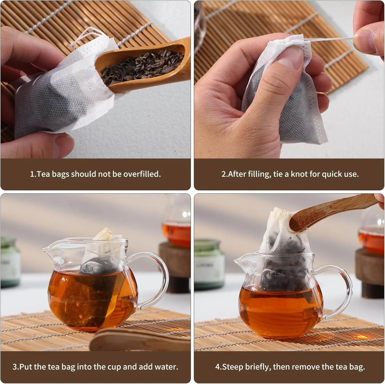 300 PCS Disposable Clear Tea Infuser Bags with Drawstring Closure, Loose Leaf Suitable Strainer Gadget for Home & Kitchen, Easter Gift