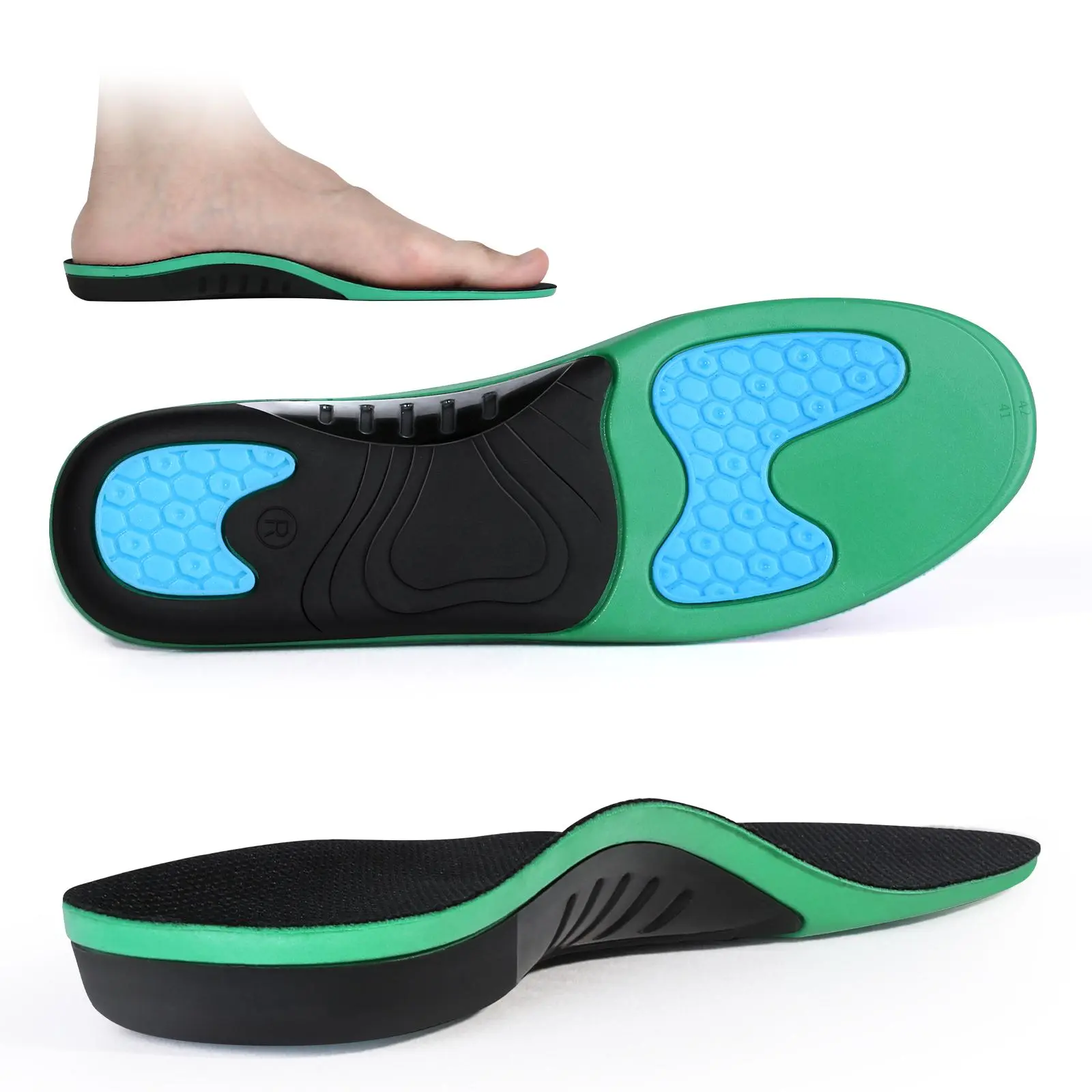 1 Pair Synthetic Soft Elastic Insoles - Shock-Absorbing Cushioned, Anti-Slip Sole Support for Walking Shoes, Outdoor Wear