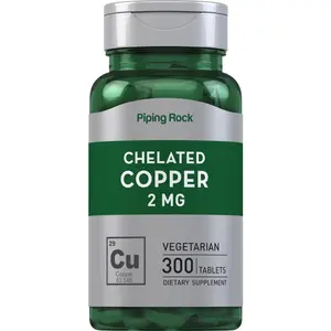 Piping Rock Chelated Copper 2 mg Supplement | 300 Tablets | Vegetarian, Non-GMO, Gluten Free