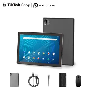[Summerwins]PRITOM New Arrivals Android 15 Tablet 12GB(3+9)RAM 64GB ROM WithBluetooth AudioDual Cameras 2-in-1Detachable Keyboard Set 10.1-inch ScreenPerfect Back-to-School Gift FathersDay Gifts