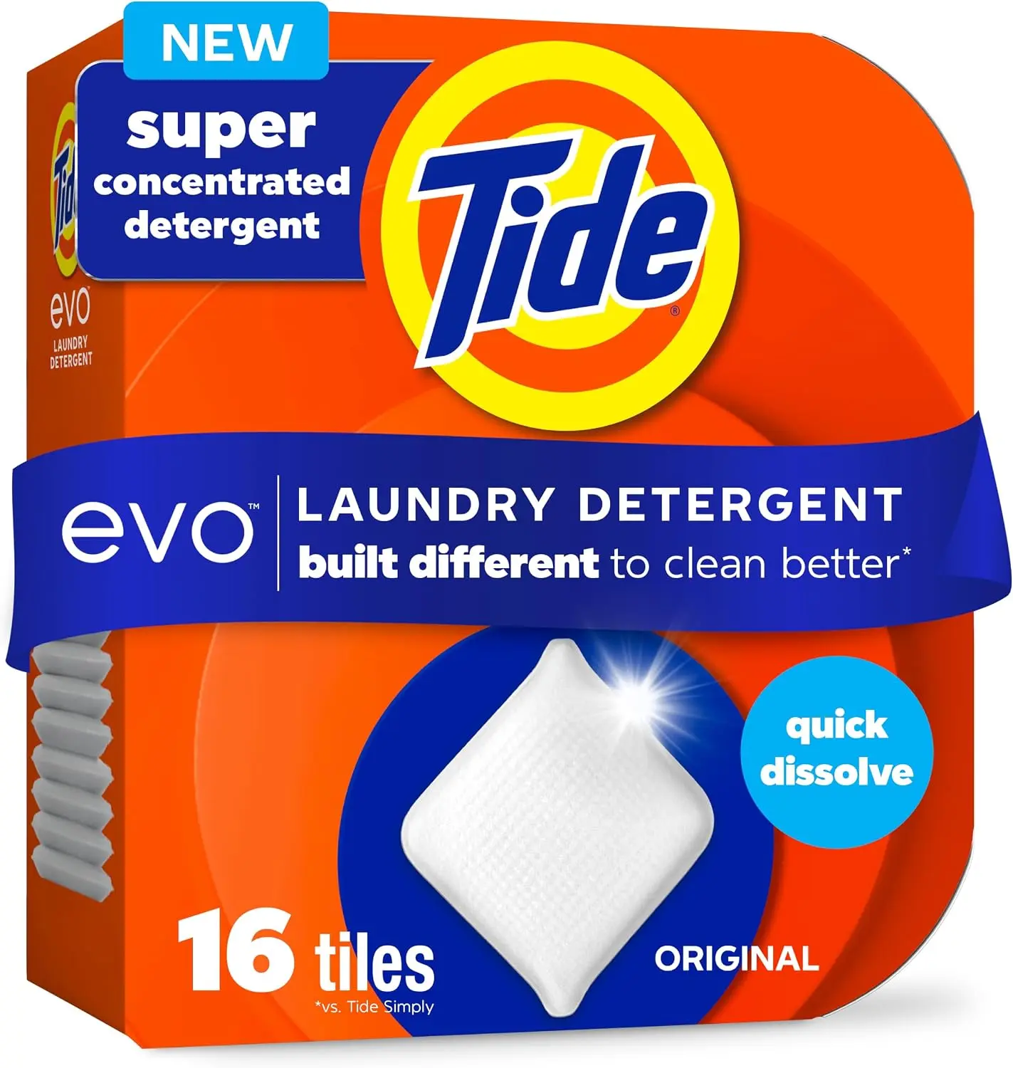 Tide Evo Concentrated Laundry Detergent, Original Scent, 16-Count Travel Size, HE-Compatible, Instant Dissolve, Removes 100% of Common Stains, Outperforms Leading Detergent Sheets