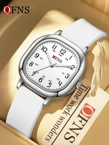 1Pcs Brand Classic Design Watch Suitable for ages 18 And Above, Fashion Woman Watches Waterproof, Lady Quartz Wristwatch, Silicone strap/Zinc Alloy case, Simple Neutral Watches for Man Women Birthday Holiday Gifts for Son and Daughter