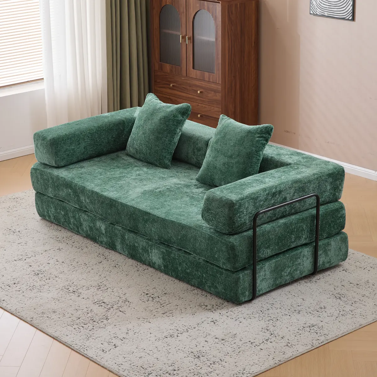 76.77"New Multiple Covers Available Cloud Floor Sofa Bed High-Quality Convertible Comfy Corduroy Fabric, Premium Sponge Padding, Multi-Functional Floor Sofa & Mattress for Living Room Upholstered Soft Couch,Multiple Colors of Sofa Covers Available