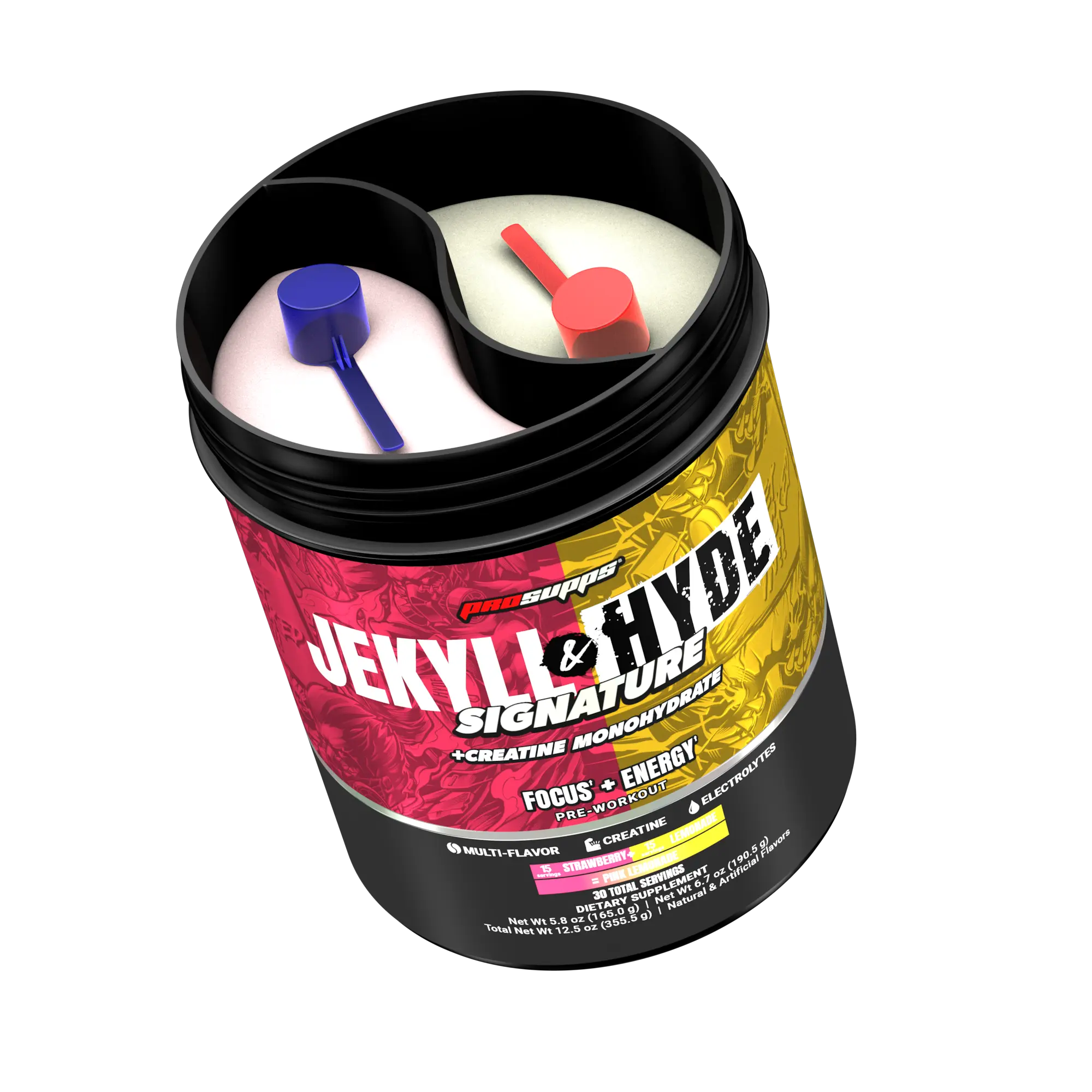 ProSupps Jekyll & Hyde Signature Dual Tub Pre Workout Powder, For Men and Women- Caffeine-Infused & Stim-Free Formula for Intense Energy, Mental Focus, Performance - Gym Fitness Supplement
