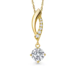 Gem Stone King Gemstone Birthstone and Lab Grown Diamond Infinity Pendant Necklace For Women in 14K Yellow Gold | Round Cut 5MM | Gold Necklace For Women | With 18 Inch Gold Chain | Fine Jewelry Gift for Her Mom Women Wife