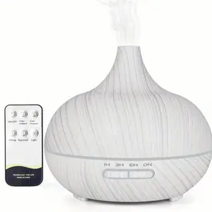 500ml Aromatherapy  Diffuser Wood Grain Remote Control Ultrasonic Air Humidifier Cool 7 Color LED Light