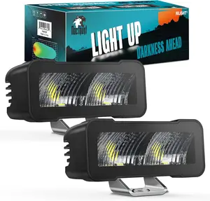 Nilight 2PCS 4.5Inch 30W Flood Beam Square LED Pods - High Lumen Headlight, Built-in EMC, Multi-Use Offroad Driving Work Lights for Motorcycle, Tractor (Motorcycle Headlights, Side Lamp)
