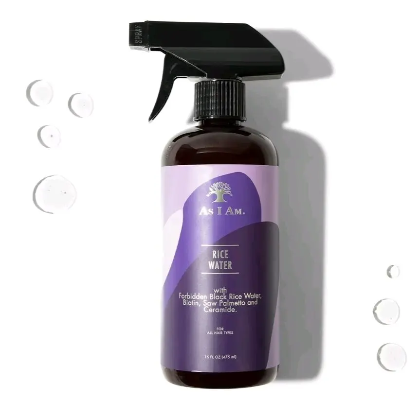 As I Am Hair Spray Rice Water 16oz with Forbidden Black Rice Saw Palmetto Biotin Clean Protein Free Formula Odor Vegan Cruelty Free for All Hair Types