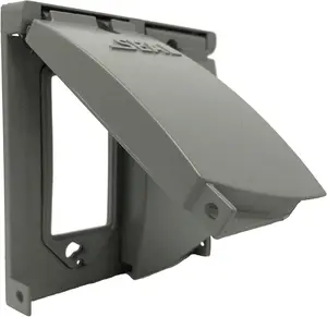 2-Gang Outdoor Weatherproof Metal Flat Electrical Outlet Receptacle Box Cover, Double Gang, 25-in1, UL Listed