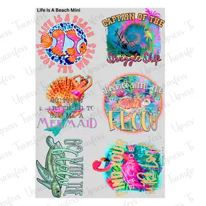 Life Is a Beach Mini DTF Transfer Gang Sheet 24.5" Wide x 36" Long Direct To Film Trendy Vibrant Designs for Stylish Wardrobe
