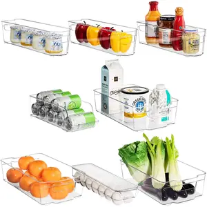 8-Piece Clear Plastic Container Bin Set for Fruits, Cosmetics & Crafts - Organize with Clear View and Stackable Design