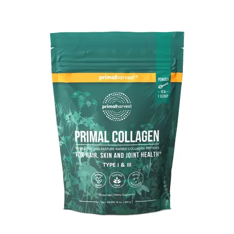 Primal Collagen - Premium Beauty Collagen Powder.  For Skin Hair support and Bone Health. Grass-fed, type I & III, pure hydrolyzed collagen.