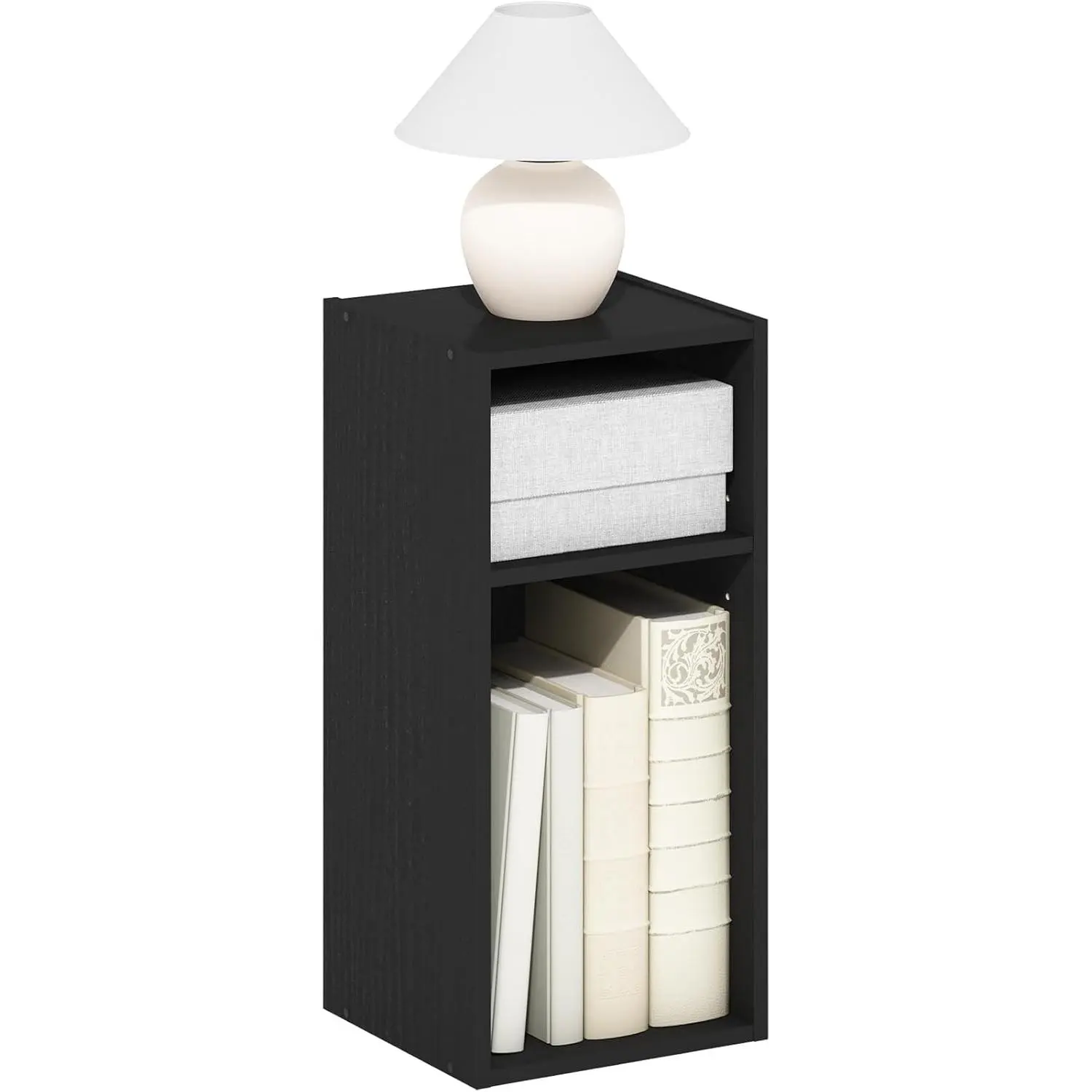 Book Shelf, 2-Tier Narrow Bookshelf, Bookcase with 10-in Width Storage Shelf, 9.3 x 9.8 x 21.2, for Living Room, Bedroom, Home Office, Blackwood