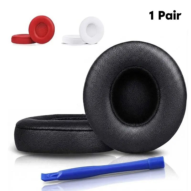 Earpads Cushions Replacement for Beats Solo 2 & Solo 3 Wireless On-Ear Headphones, Thickness Ear Pads with Custom Fit Soft Protein Faux Leather Sponge, Accessories