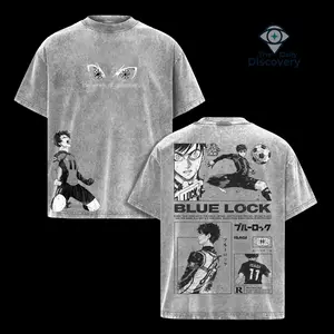 valentine shirts Isagi Yoichi Print T Shirt BLUE LOCK Tshirt Streetwear Men Women Clothing Vintage Washed Cotton T-shirt Summer Short Sleeve Tee