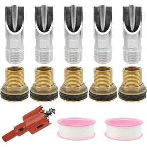 5 Counts Pig Nipple Waterer for Barrel Kit Stainless Steel Pig Nipple Waterer Automatic Pig Nipple Drinker with Brass Water Tank Connector Kit for Pig Goat Watering System