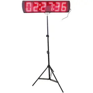 Portable Race Timing Clock with Large 5-Inch Red LED Display and Tripod, Digital Countdown Timer & Stopwatch for Marathon Races, Schools, Companies