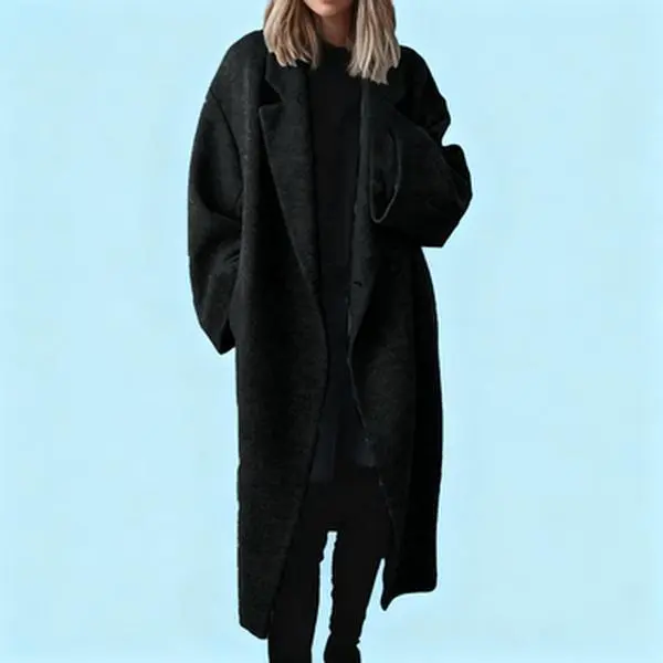 Winter Cross Border Women's Multi Color Multi Size Woolen Long Trench Coat Womenswear Jackets Tops Outerwear Bridal Basic Black Casual Minimalist