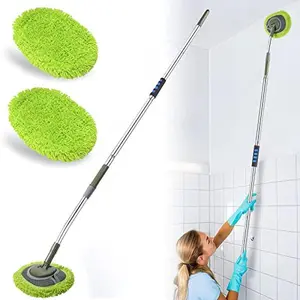 Wall Cleaner 66" Mop with Long Handle, 15° Elbow Extension Pole, Baseboard Duster, High Reach Window Brush