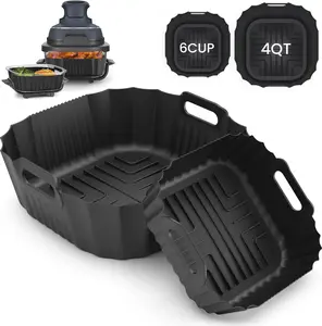 Reusable Air Fryer Liners for Ninja Crispi Air Fryer - Custom Fit, Heat-Resistant, Dishwasher Safe, Non-Toxic Ninja Crispi 4-in-1 Portable Glass Air Fryer Accessories, FN101 4QT & 6-CUP Container