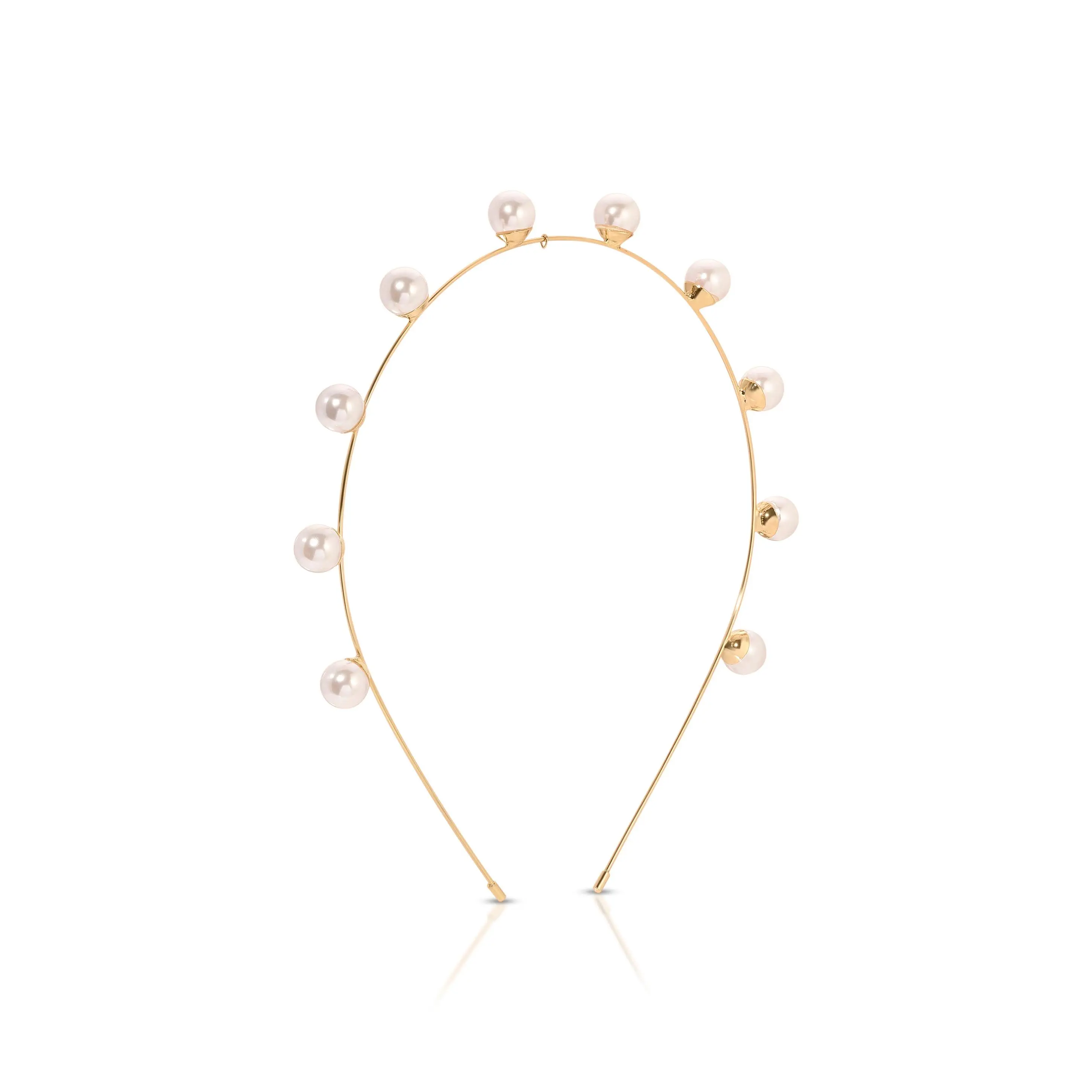 Ettika Pearl Studded Headband Dainty Crystal & Pearl Hair Accessory Elegant Headband for Women 5.5" x 6" AcrylicSteel