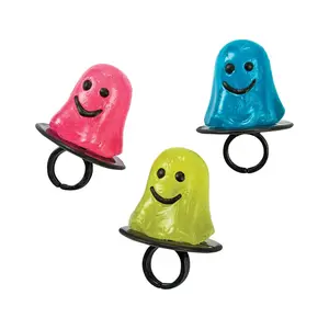 1 1/4" Neon Ghost Lollipops on a Plastic Ring - 12 Pc.