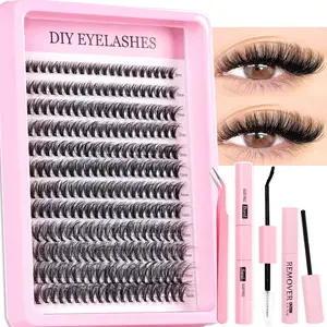 240 Pcs Mixed Length C/d Curl DIY False Eyelashes, Eyelashes Set, Natural Look, Easy Application, Perfect for Big Eye Makeup Effect