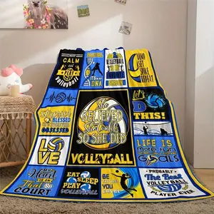 Volleyball Blanket With Volleyball-Themed Design - 280gsm Heavyweight All-Season Soft Flannel Throw, Washable With Volleyball Phrases & Players - Teens,, Players - Multi-Use Home, Travel, Camping, Office - Volleyball Lov