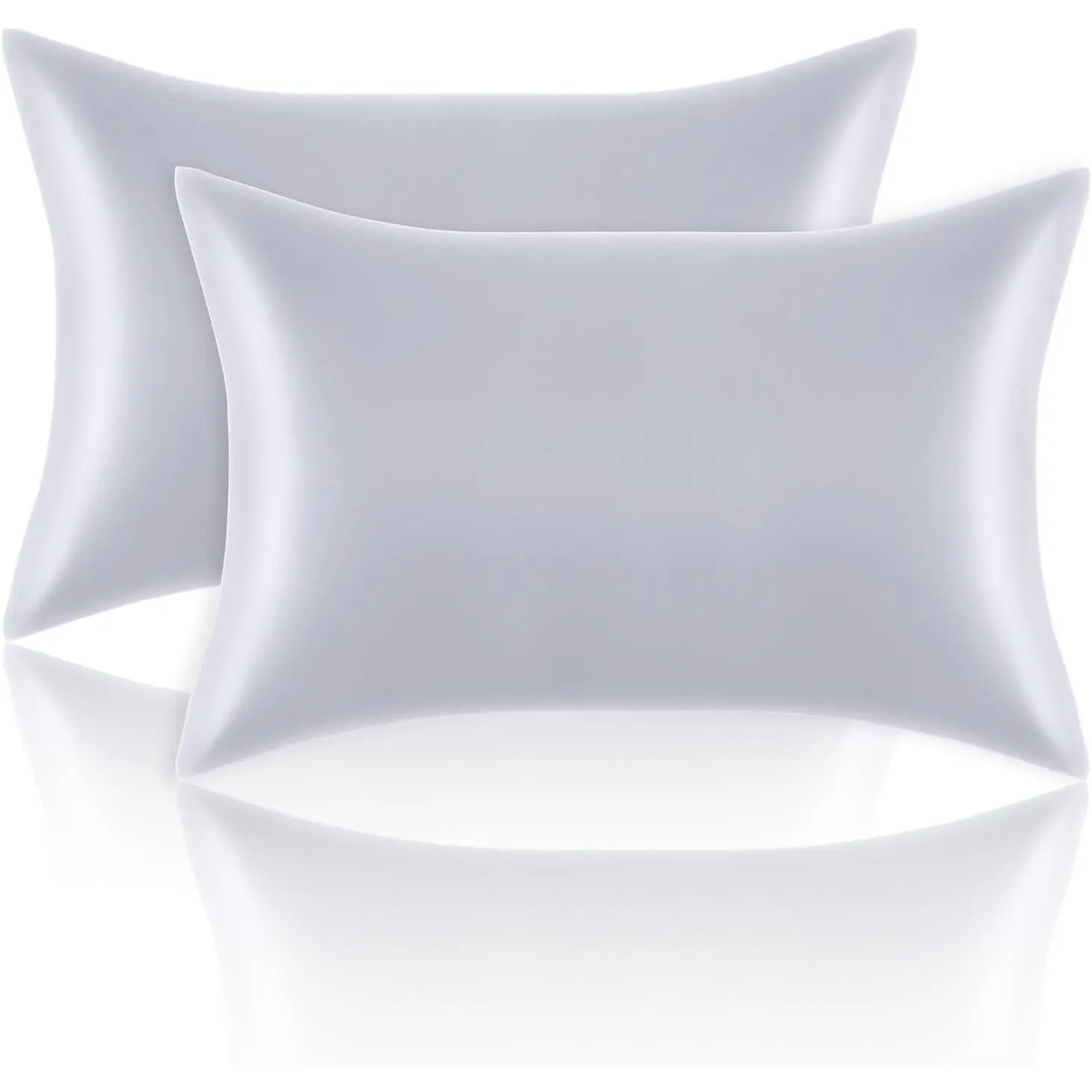Satin Pillowcases Standard Set of 2 - Silk Soft Pillow Cases for Hair and  20x26 inches,  Grey Satin Pillow Covers 2 Pack with Envelope Closure for ,School, Hotel