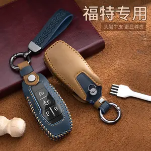 Suitable for Ford key cases: Focus, Escort, Mondeo, Escape, EcoSport, Edge, Taurus, genuine leather with buckle
