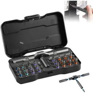 24 in 1  Ratchet  Set, Allen Wrench Ratchet Set, 24 in 1 DIY  Set  Compact and Portable Ratchet  Handle Detachable Versatile for PC, Furniture, Bicycle