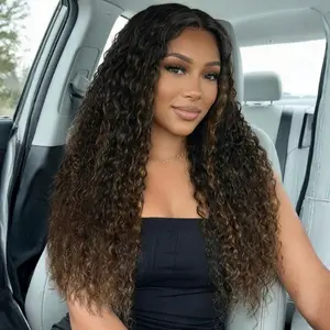 【LIVE NEW IN】UNice Ombre Chestnut Brown Water Wave Mix Jerry Curly 7x5 Closure Human Hair Wigs with Drawstring Glueless Wig Natural Hairline No Slip Beginners Friendly