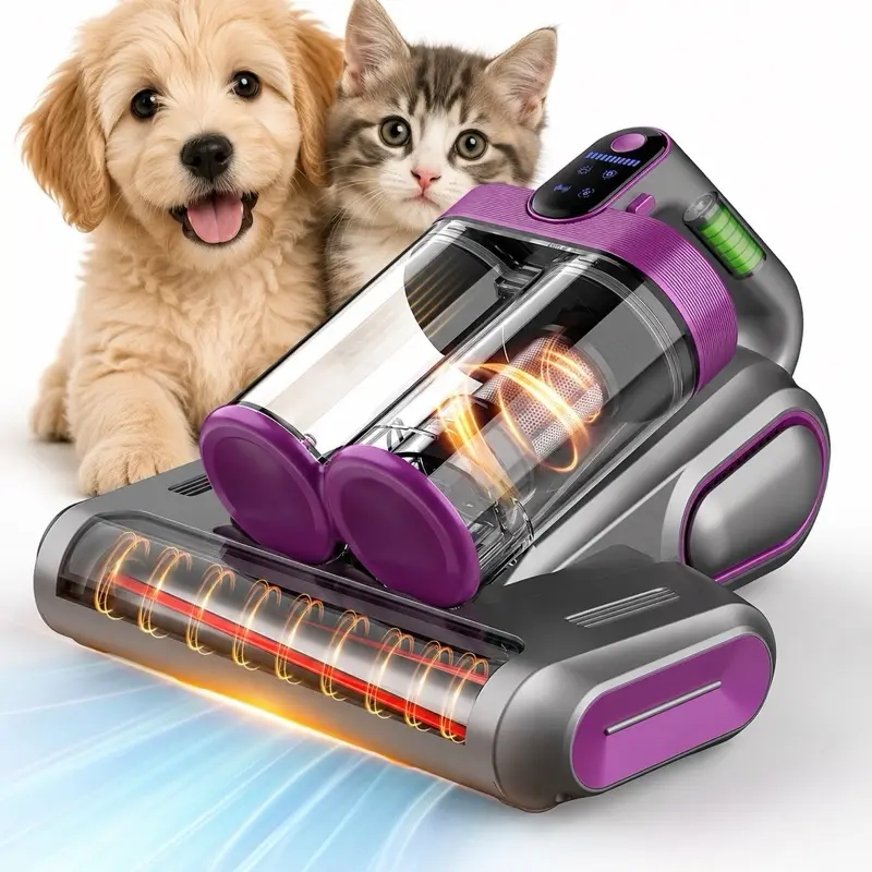 Cordless Handheld Pet Hair Mattress Vacuum Cleaner - Rechargeable Battery, 16kPa Powerful Suction, UV-C Light, HEPA Filter for Pet Beds, Sofas, Mattresses, 16Kpa Suction