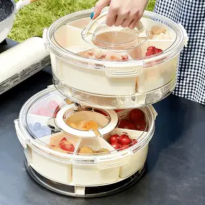 UFORU Rotating Food Storage Container, 1-Piece 6-Compartment Detachable Snack Organizer with Lid, Reusable Fruit & Vegetable Storage Box, Kitchen Utensils & Gadgets