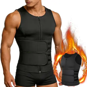 Menswear Body Shaper Waist Trainer Sauna Suit with Double Sweat Belt Tummy Control Shapewear for Gym Workout Tank Top Vest