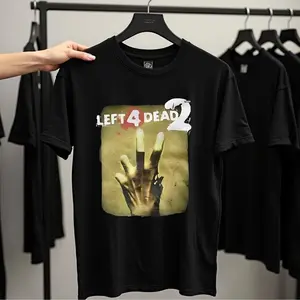 [100% Cotton]  Vintage Left 4 Dead 2 Graphic Tee Y2K Grunge Style Unisex Shirt Perfect Gift For Gamers Golf Gift T-Shirt For Men And Women