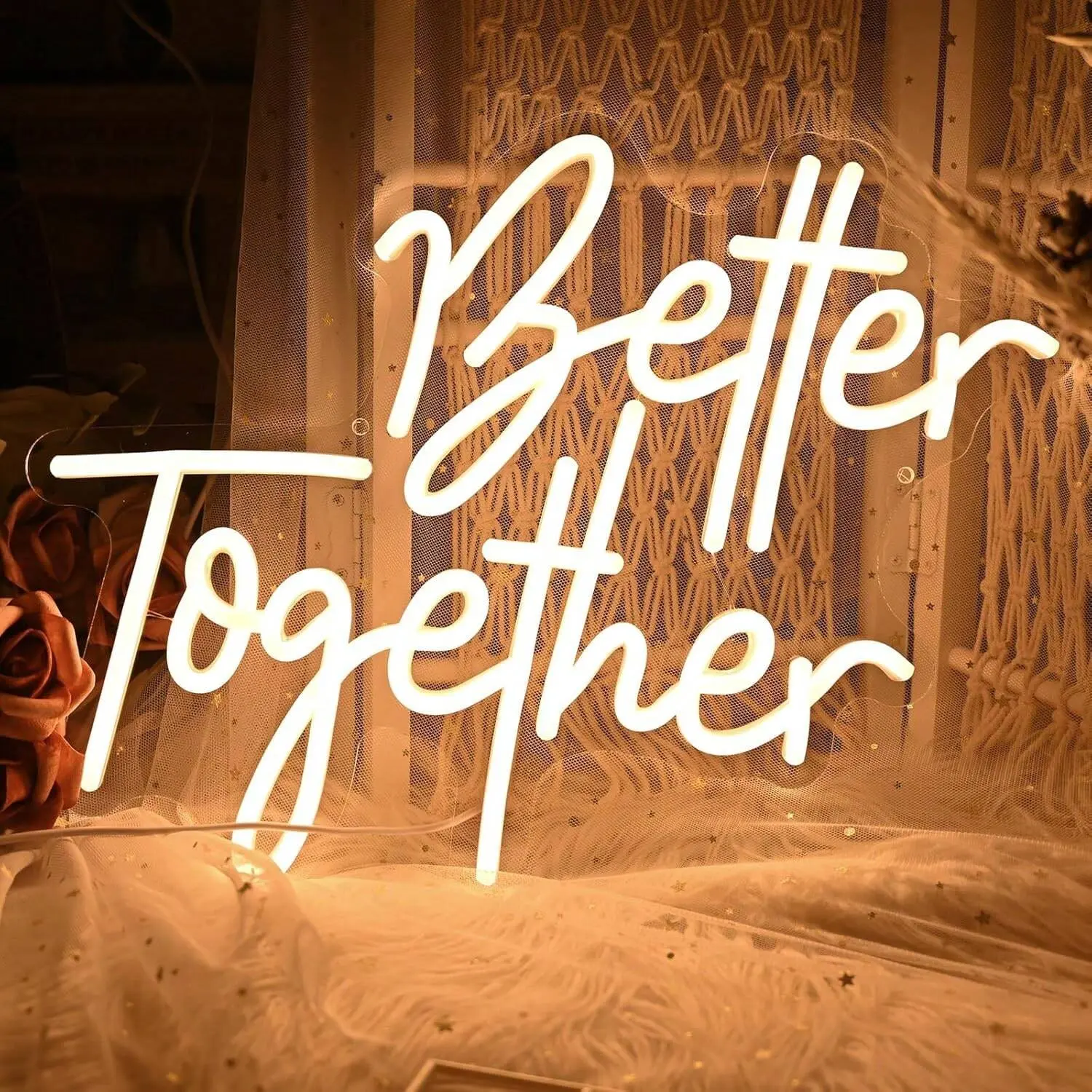 SERBASIC Dimmable "Better Together" LED Neon Sign - with ON/OFF Switch, Novelty Wall Decor for Home Living Room, Beach, Hotel, Bar, Cafe (Ideal Party Gift)
