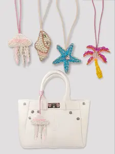 Handmade Shell Pattern Beaded Bag Charm, Sparkly Bag Charm, Bag Pendant, Casual Style Keychain Decoration, All Season Accessory for Bags & Keys, Purse Accessories, Fashion Bag Charms