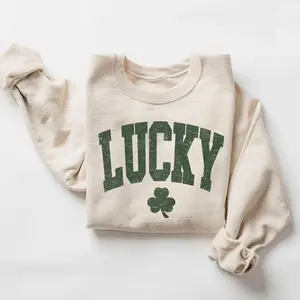 NO BRAND Women's St. Patrick's Day Shamrock Sweatshirt, Casual Crewneck Pullover in Soft Cotton Fleece, Comfortable Everyday Holiday Top