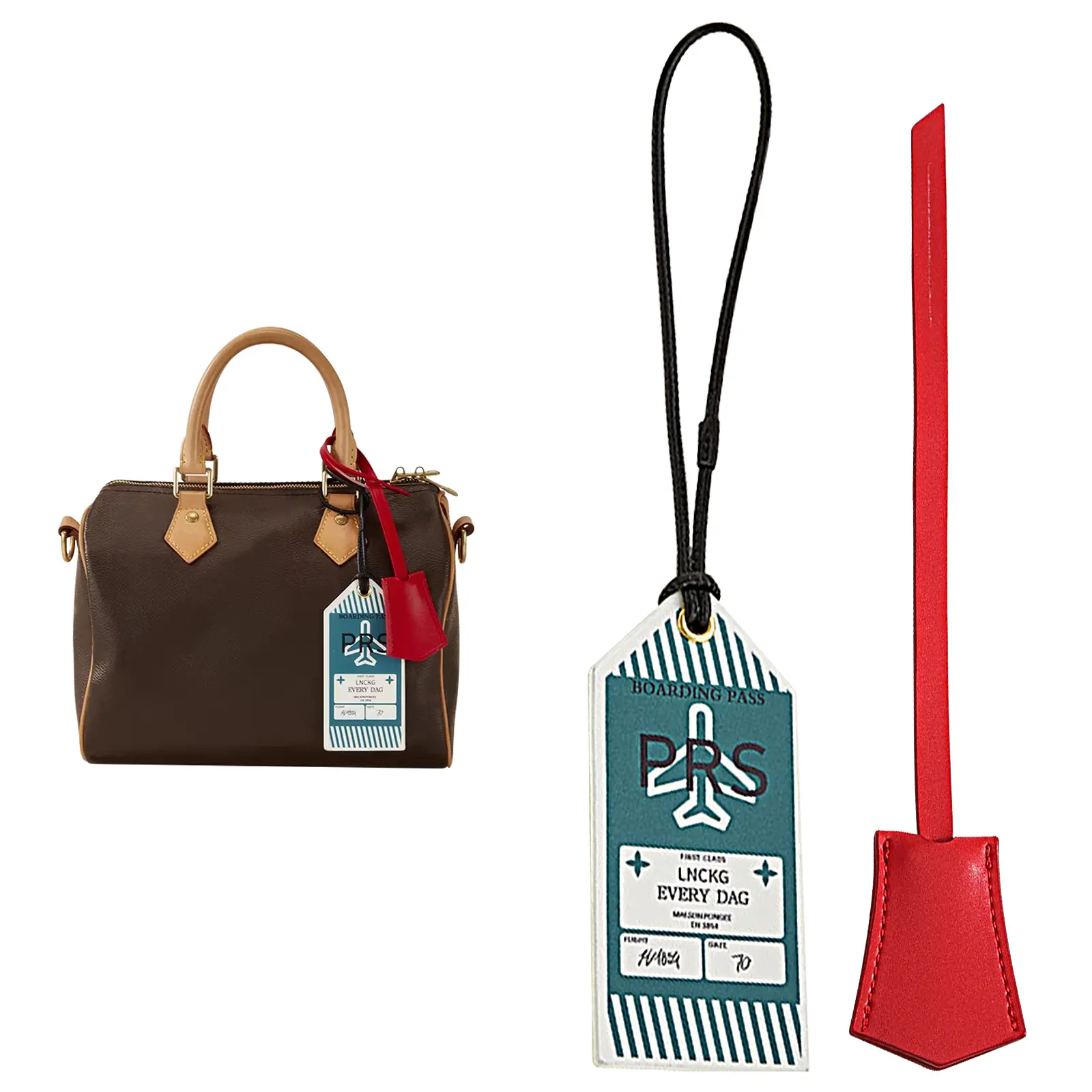 KIYOMIL Genuine Leather Bag Charm – Decorative Hanging Tag & Boarding Pass Keychain for Speedy 25/30/35, Luggage Tag, Suitcase Tag Bag Decoration Purse Accessories