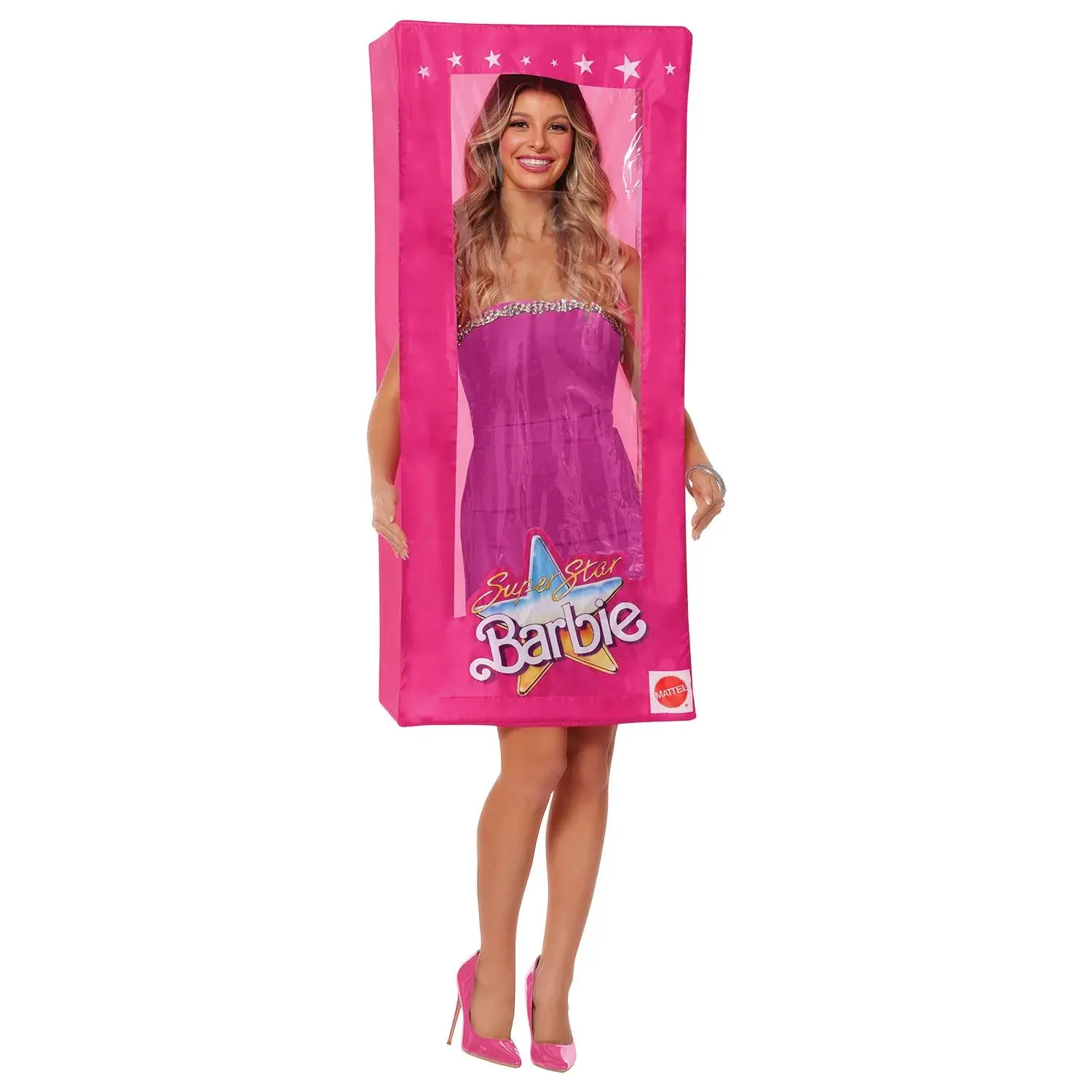 Adults Pink Polyester & Plastic Barbie Box Costume - One Size