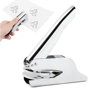 Book Embosser Embosser Stamp Library Stamp Hand-Held Embossing Stamp Embosser Stamp for Books Business Cards Paper (Color:Silver)